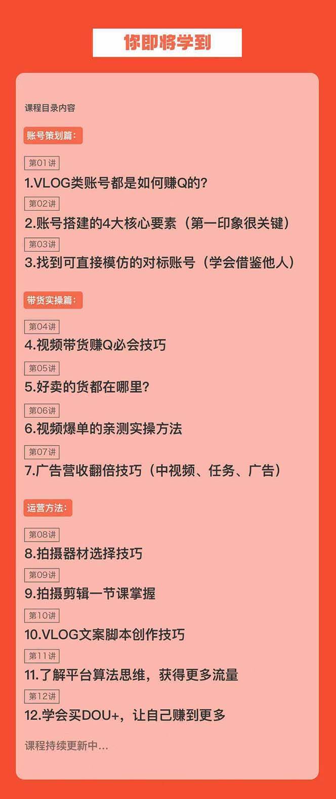 图片[1]-新手VLOG短视频教程：学会带货、好物、直播、中视频等！-链启库 lianqiku.com
